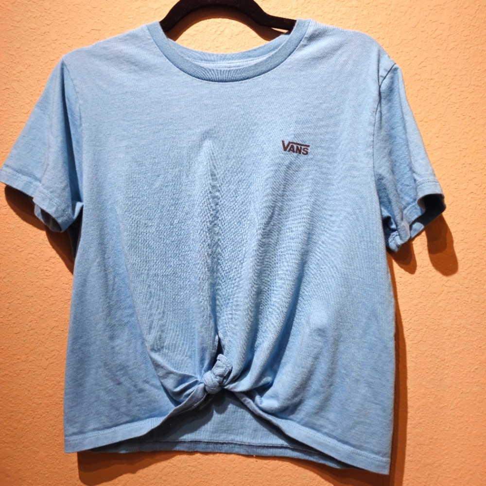 Vans Sky Blue Crew Neck Crop Tee Size Medium